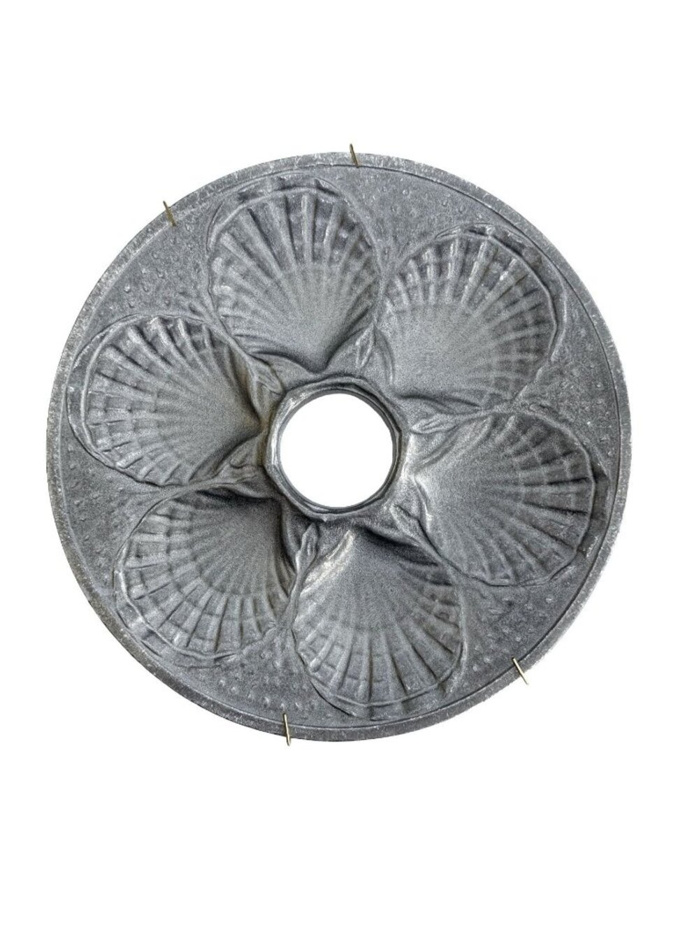 Colonial Yorker Pewtarex Oyster Plate With 6 Wells 9.5" Round Vintage Pewter